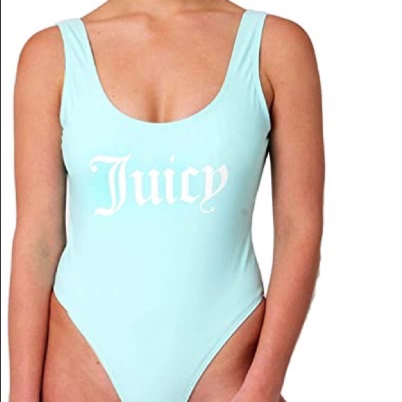 Juicy Couture Label One-Piece Swimsuit Pastel Blue - Picture 3 of 9